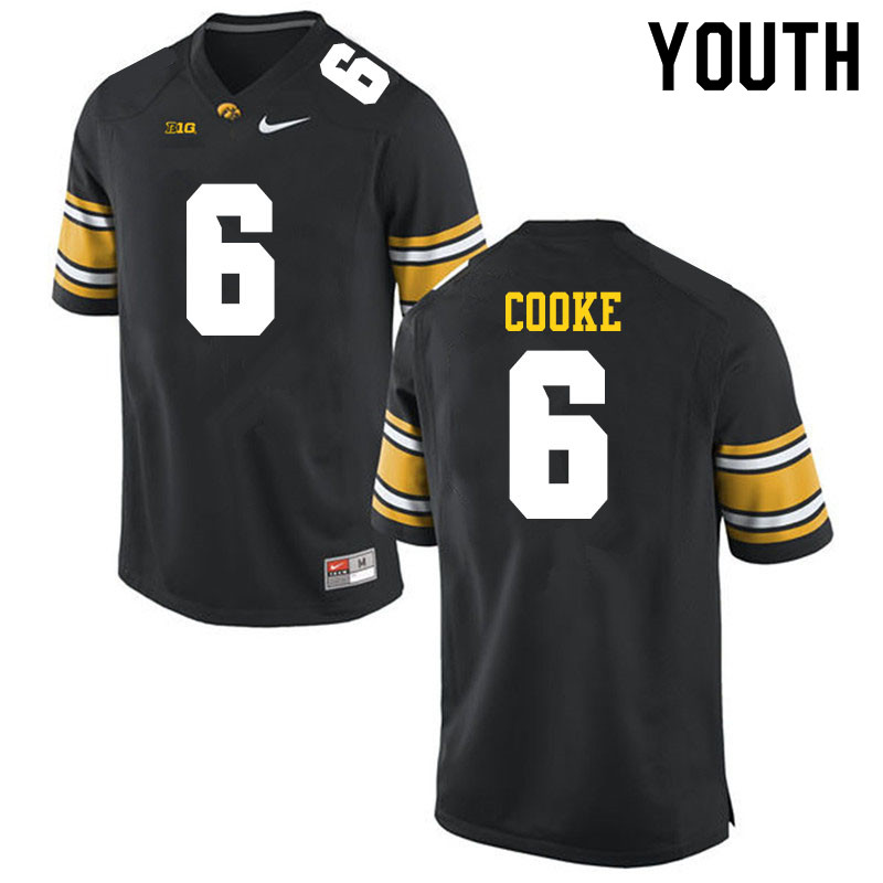 Youth #6 Gavin Cooke Iowa Hawkeyes College Football Jerseys Sale-Black